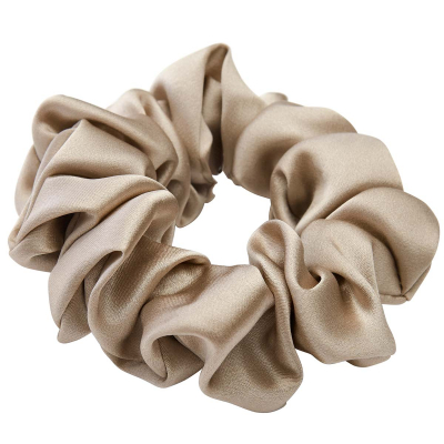 Lenoites Mulberry Silk Scrunchie, Antique Gold