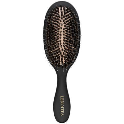 Lenoites Hair Brush Wild Boar With Pouch And Clean Black